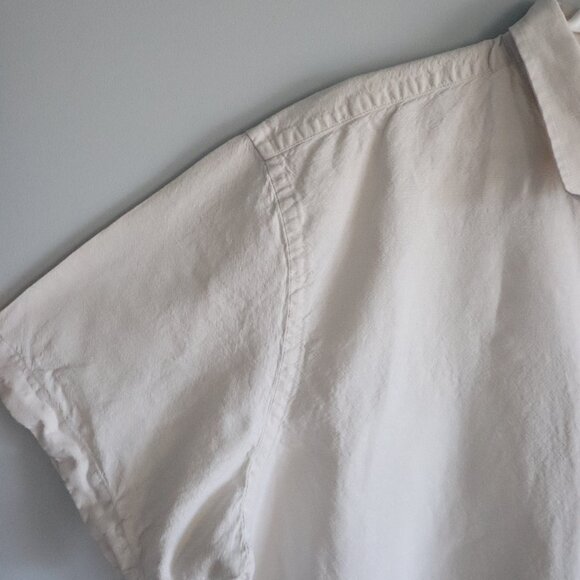 Banana Republic Mens White Sz XL Slim Fit Linen Collared Button Down T-Shirt Top - Picture 3 of 12